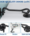 Heavy Duty Privacy Hook And Eye Latch, 4 Inch Long For Barn Doors, Gates, Cabinets And Windows, Rustproof Stainless Steel Black Finish