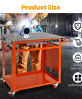 Beefy 36 By 24 Inch Heavy Duty Welding Table With 5 Eighths Inch Fixture Holes And 1200 Lb Capacity Movable Welding Workbench On Wheels