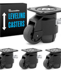 Leveling Casters With Retractable Feet For Stable Mobility On Tables, Machines And Furniture, Height Adjustable Heavy Duty Lift Casters With Leveling Feet, 2200 Pound Capacity, 4 Pack, Smooth Rolling And Precise Self Leveling