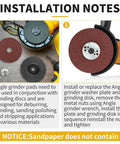 Installation notes for Tough As Nails Heavy Duty Angle Grinder Backing Pad Two Pack Ribbed Resin Fiber Disc.