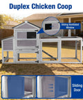 Mobile Chicken Coop With Run And Wheels, grey hen house on wheels with sliding vent window, duplex chicken cage in garden