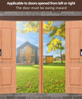 Anti Theft Video Doorbell Mount With Hidden Security Screws No Drill Mounting Bracket For Apartment Renters Home Office Or Room Setup Keeps Doorbell Safe From Theft Without Blocking Motion Sensor Not For Security Door Doorbell Not Included installed on double wooden doors.