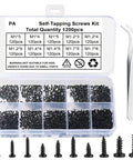 Hella Strong 1200 Piece Micro Tapping Screws Tight Cross Drive Threads Sleek Flat Heads Zero Slack For Circuit Boards And Diy Crafts Ready To Go Boxed Set with various sizes.