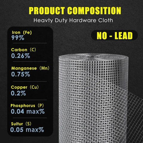 Heavy Duty Hardware Cloth Half Inch Wire Mesh Fencing Twenty Four Inch By One Hundred Foot Nineteen Gauge Hot Dip Galvanized
