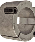 Top Shelf 3 7/8 Inch Taper Lock Bushing Built Tough For Rock Solid Power Transmission Drive Systems close-up view of carbon steel material.