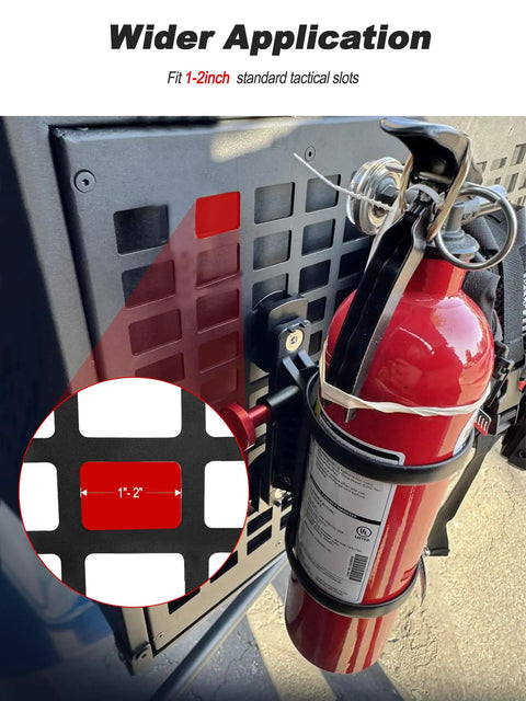 Quick Pull Molle Panel Fire Extinguisher Mount With No Fuss Quick Draw Pin For Lightning Fast Access And Rock Solid Universal Fit On One To Two Inch Slots Built For Road Trip Ready Crews