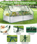 Galvanized Raised Garden Bed With Cover And Mini Greenhouse Kit Extra Thick Metal Planter Box Roll Up Screen Windows