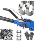 Heavy Duty Metal Banding Kit With 200 Feet 304 Stainless Steel Strapping And 100 Buckles Tensioner Tool Gloves, rolls and tool
