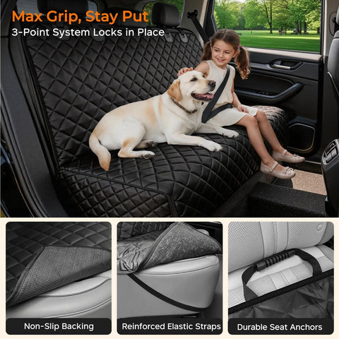Dog Car Seat Cover For Back Seat Waterproof Non Slip Scratchproof Pet Seat Protector For Mid Size Cars And SUVs in use