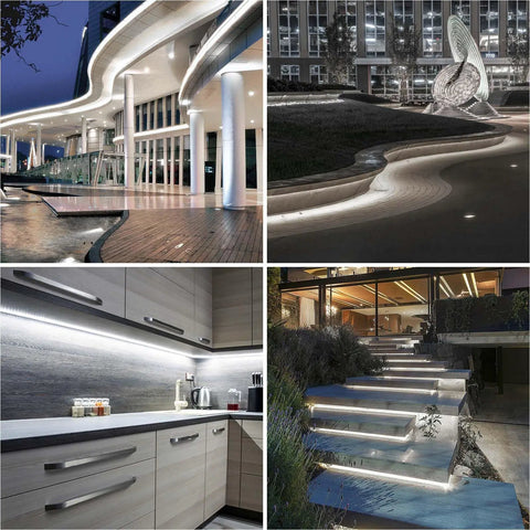 Dope COB LED Strip Lights Waterproof IP67 DC24V 6000K Daylight White 16.4Ft 5m High CRI 92Ra Outdoor Tape Lighting Cuttable
