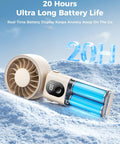 Powerful Portable Handheld Fan For On The Go With 20 Hour Max Battery Life, 3 Modes, 5 Speed Settings, Battery Level Indicator