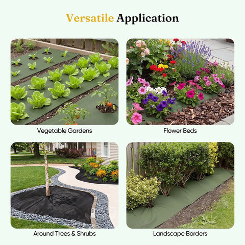 Weed Barrier Landscape Fabric 4 Ft By 100 Ft Non Woven Easy To Cut Fray Resistant Breathable Permeable With 30 Stakes in garden use.