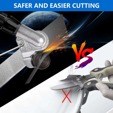 Comparison of Electric Drill Plate Cutter Attachment For Metal Cutting versus manual shears, showing efficiency and precision.