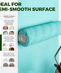 Premium 18 Pack 9 Inch Microfiber Paint Roller Covers With Half Inch Nap Non Shedding Texture application on wall.