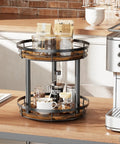 Wooden Ten Inch Lazy Susan Spice Rack Organizer Two Tier For Cabinet And Countertop Kitchen Pantry Condiment And Seasoning Rack With Dope Durable Wood And Metal Frame For Easy Access