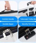 Simple Deluxe 20-inch white hardside carry-on luggage by Amazon, with telescoping handle and TSA lock.