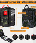 Emergency Survival Kit 252 Pieces With Molle System for Home Car Emergency Gear First Aid Kit displayed with storage features.