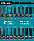 Impact Hex Bit Socket Set Half Inch Drive S2 Alloy Steel 20 Piece Metric And SAE High Torque Sockets display in XPE case