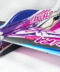 Close-up of Dope Foam RC Plane Kit With 23 Inch Wingspan Sakura Plus EPP Airplane, showing colorful design and electronics setup.