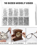 Ultra Handy Micro Screw Repair Kit for Glasses, Watches, Phones, Electronics, 1200Pcs Stainless Steel Screws M1-M1.7