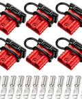 6 Sets 6-10 Gauge Battery Quick Connect Disconnect Kit 50A 12-36V Quick Connector Wire Harness Plug For Motor Winch Trailer Solar Inverter Remote Charger Red