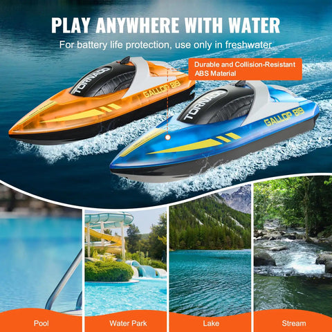 Rad Two Pack Remote Control Boat for Pools and Lakes Night Racing LED RC Boat for Kids and Adults Fully Waterproof