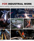 Collage of industrial work scenes including welding, cutting, grinding, suitable for Flame-Resistant Balaclava Face Mask 7oz Arc Rated NFPA 2112 CAT2.