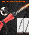 Heavy Duty Concrete Breaker Jack Hammer With 1700W Demo Power And Three Piece Chisel Bit Kit showing multiple replaceable chisel tips.