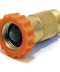 Heavy Duty Lead Free Brass Rv Water Regulator For Camper And Trailer Plumbing With No Sweat Setup and Game Changing Pressure Shield Between Forty And Fifty Psi For Campground Spigots, orange handle detail