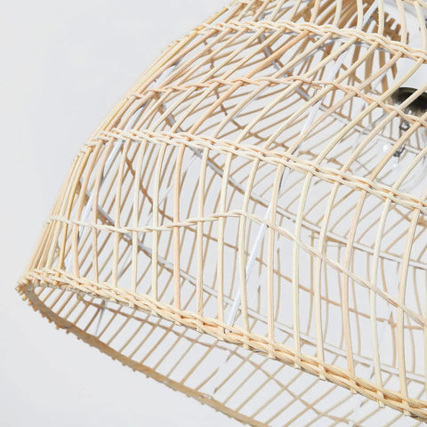 Close-up of woven rattan detail on Two Pack Woven Rattan Pendant Lights for Kitchen Island and Living Room, Minimalist Farmhouse Ceiling Chandeliers