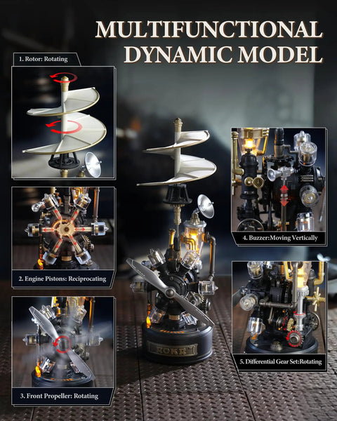 Leonardo Da Vinci Helicopter 3D Puzzle For Adults mechanical model kit with rotating rotor and propeller display