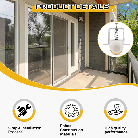 10 Pack Sliding Screen Door Roller Wheels Replacement Hardware With Spring Loaded Design on patio with installation icons
