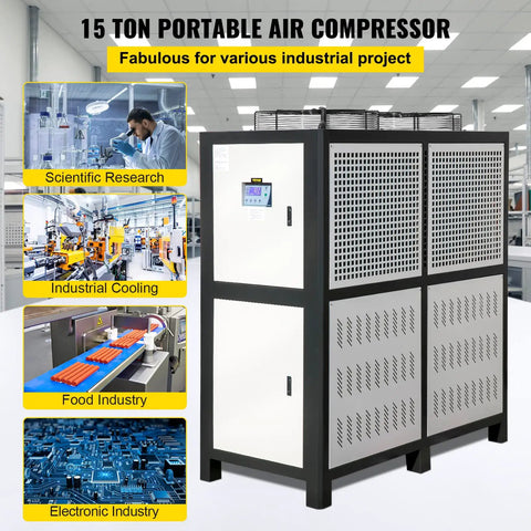 Top Tier Heavy Duty 15 Ton Air Cooled Water Chiller With Stainless Steel Tank And Micro Computer Control for industrial applications.