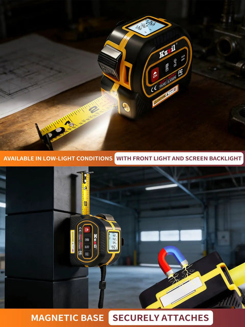 Laser Tape Measure 4 In 1 With 196 Ft Laser Distance Meter And 16 Ft Manual Tape Cross Line Laser Magnetic Base Pro Grade Quick Measurements For Home Renos And The Jobsite on desk