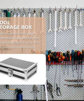 Rugged As Nails Portable Aluminum Tool Box With Secure Locking Lid And Impact Resistant Carry Case, shown on workbench.