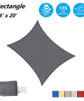 Rectangle Sun Shade Sail 16x20 Feet UV Block Canopy for Patio Backyard Lawn Garden and Outdoor Activities Graphite