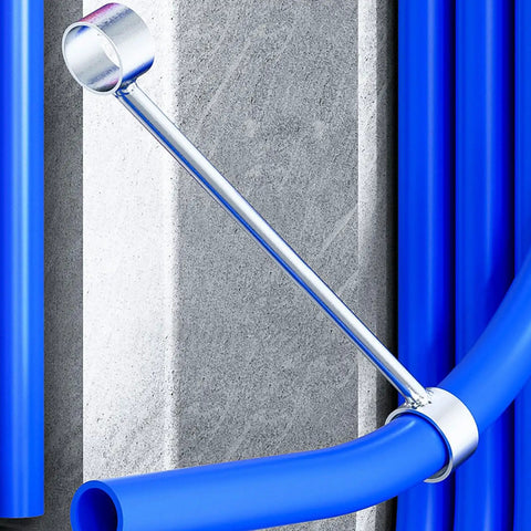 Close-up of Heavy Duty High Carbon Steel PVC Pipe Bender tool clamping PVC tube for precise bending.