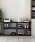 Beefy Heavy Duty Garage Shelving Unit 32 Inch Wide 3 Tier Steel Rack Holds Up To 900 Lbs Adjustable Storage Shelves for Tools and Gear in Your Garage for Home and Workshop Organization and Storage, black 3-tier shelf with books and bins