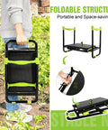 Person holding Sturdy 10.9 Inch Foldable Garden Kneeler And Seat With Extra Thick Cushions Heavy Duty Garden Stool for kneeling or sitting