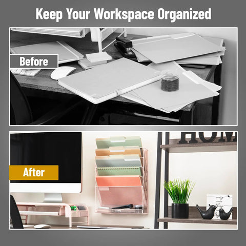 Top Shelf Pink Metal Mesh Vertical File Storage Desktop Organizer With Hella Angled Pockets For Folders And Documents Wall Mount Ready For Offices And Home Desks To Keep Your Workspace Slick