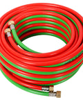 Heavy-Duty 1/4 Inch by 100 Foot Twin Welding Torch Hose for Acetylene and Oxygen with 9/16-18 BF Fittings, coiled view