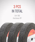 3 pcs 6 Inch Nylon Fiber Buffing Wheels Pack Of 3 With 180 Grit Deburring And Polishing Discs for bench grinders.