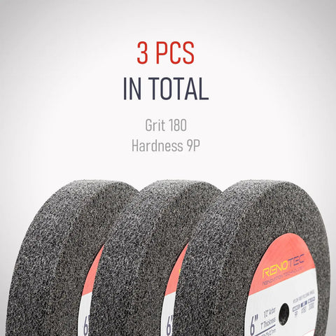 3 pcs 6 Inch Nylon Fiber Buffing Wheels Pack Of 3 With 180 Grit Deburring And Polishing Discs for bench grinders.