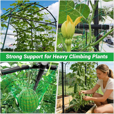 Collage of Tall Garden Arch Trellis for Climbing Plants, 7 Ft Metal Walk-Through Archway With Adjustable Base in garden use.