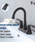 Lead Free Centerset Modern Two Handle Oil Rubbed Bronze Bathroom Faucet 3 Hole 4 Inch Vanity for RV and Home in sink