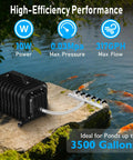 Go-To Outdoor Pond Aerator Kit For Ponds Up To 3500 Gallons With Air Pump and Koi Pond in Background