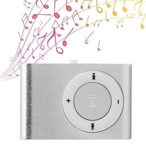 Two Pack Portable Clip On MP3 Players With Aluminum Alloy Bodies, Mini Digital Music Players enhanced with musical notes design