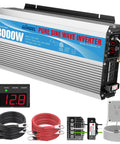 Beefed Up 3000W Pure Sine Wave Inverter For RVs And Off Grid 12V DC To 110V 120V AC ETL Listed UL458 with accessories display