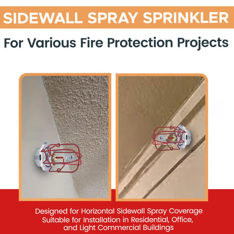 Pro Grade Chrome Sidewall Fire Sprinkler Head Kit For Half Inch NPT Connection mounted on wall for fire protection use.