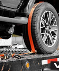 Beefed Up Auto Hauler Tie Down Straps With Rolling Idler, 3 Cleat System, securing tire on trailer, PRO Series, 3,300 Pound SWL